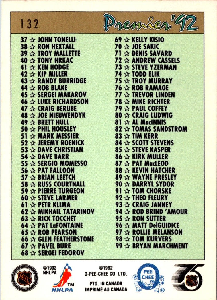 1991 O-Pee-Chee Premier Checklist 1-99