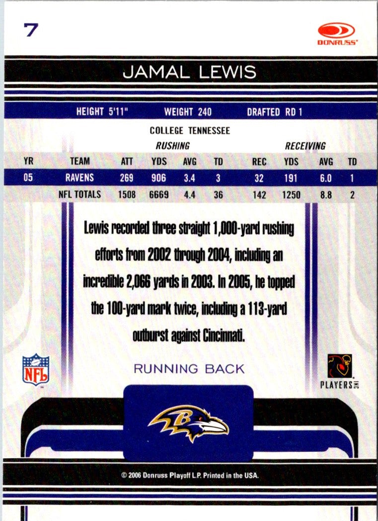 2006 Donruss Gridiron Gear Jamal Lewis