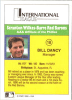 1990 CMC Scranton Red Barons Bill Dancy #18