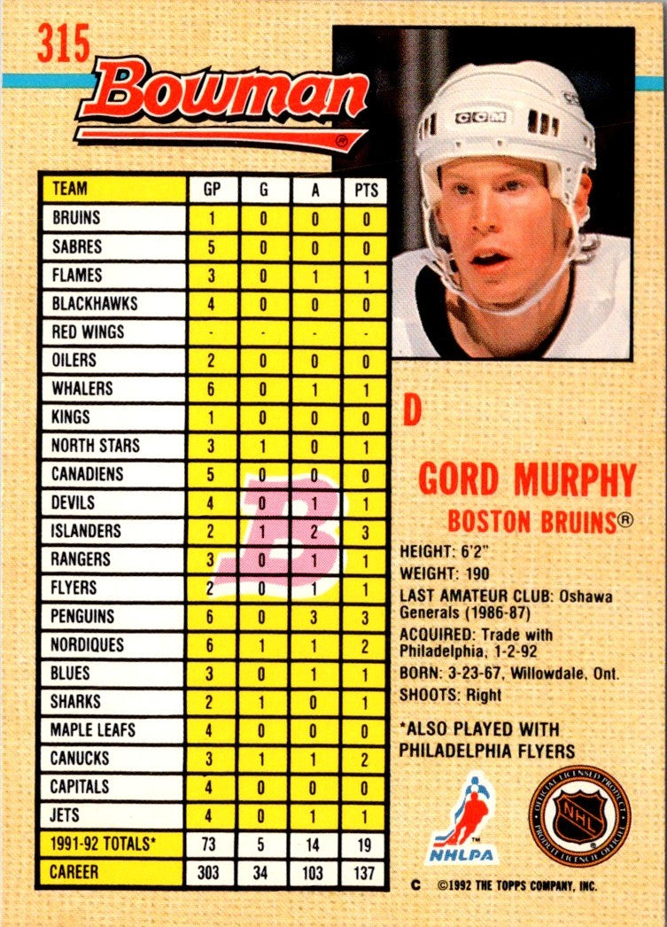 1992 Bowman Gord Murphy