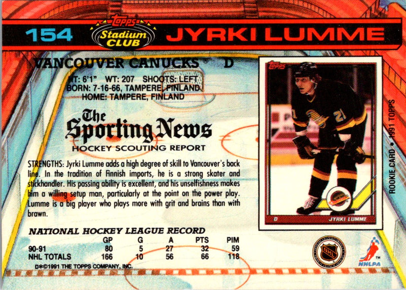 1991 Stadium Club Jyrki Lumme