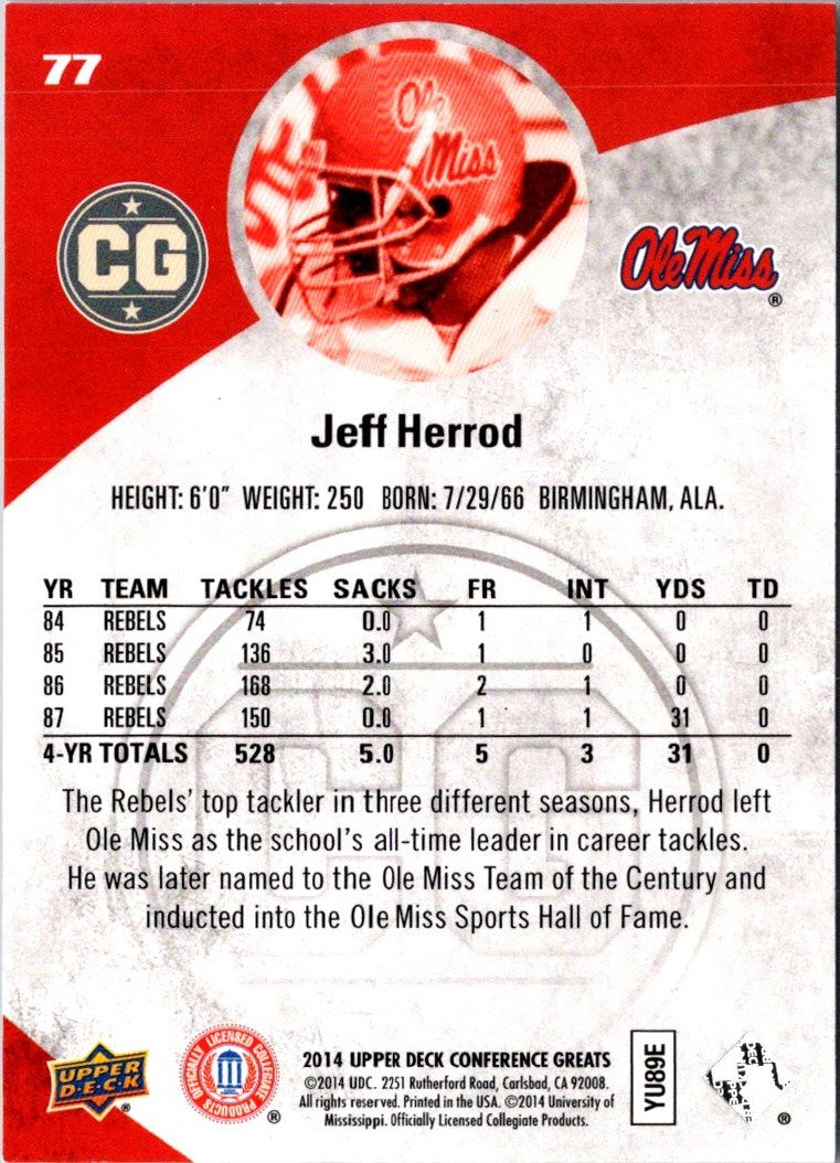 2014 Upper Deck Conference Greats Jeff Herrod