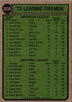 1974 Topps 1973 Leading Firemen - John Hiller/Mike Marshall #208