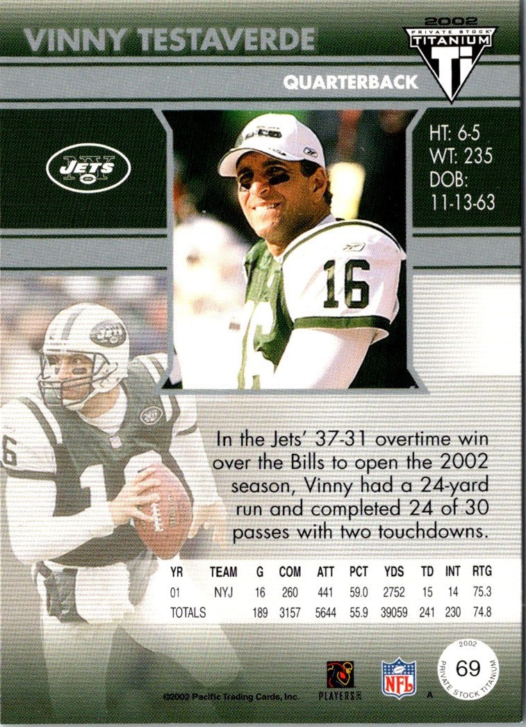 2002 Pacific Private Stock Titanium Retail Vinny Testaverde
