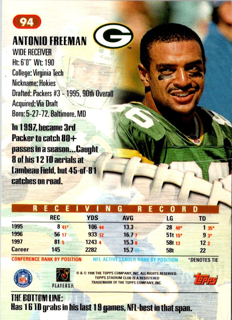 1998 Stadium Club Antonio Freeman