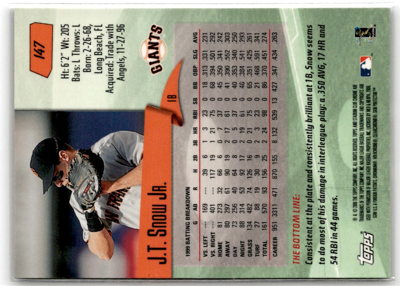1996 Stadium Club Chrome J.T. Snow