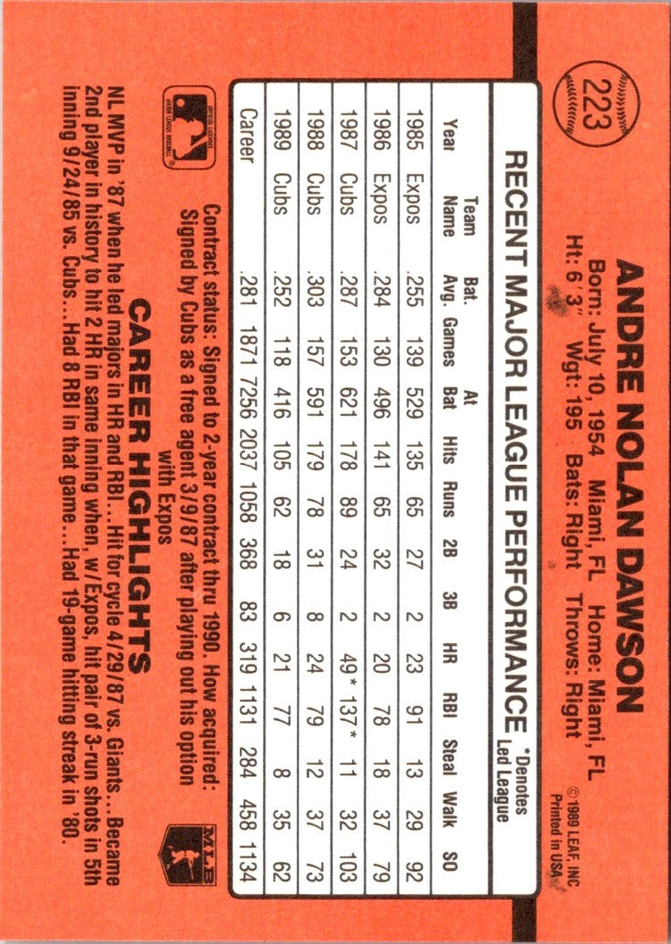1990 Donruss Andre Dawson
