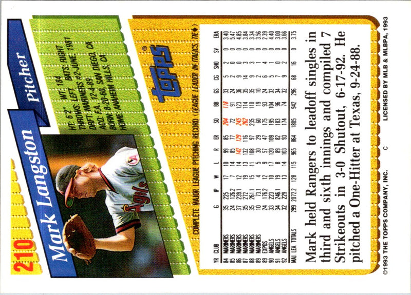 1993 Topps Gold Mark Langston