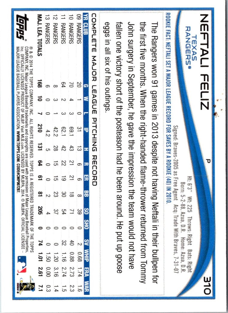 2014 Topps Neftali Feliz