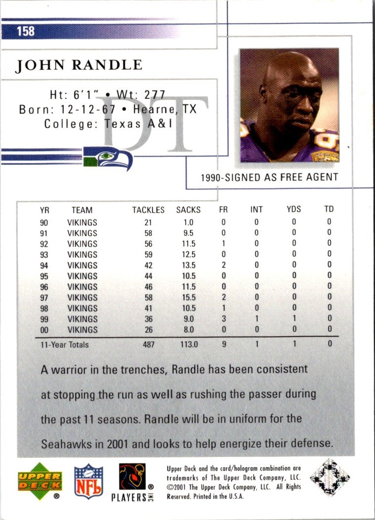 2001 Upper Deck John Randle