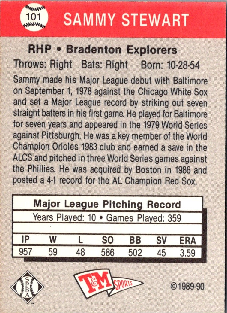 1989 T&M Senior League Sammy Stewart