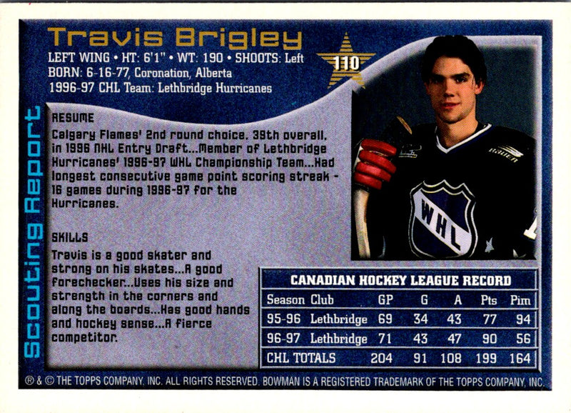 1997 Bowman CHL Travis Brigley