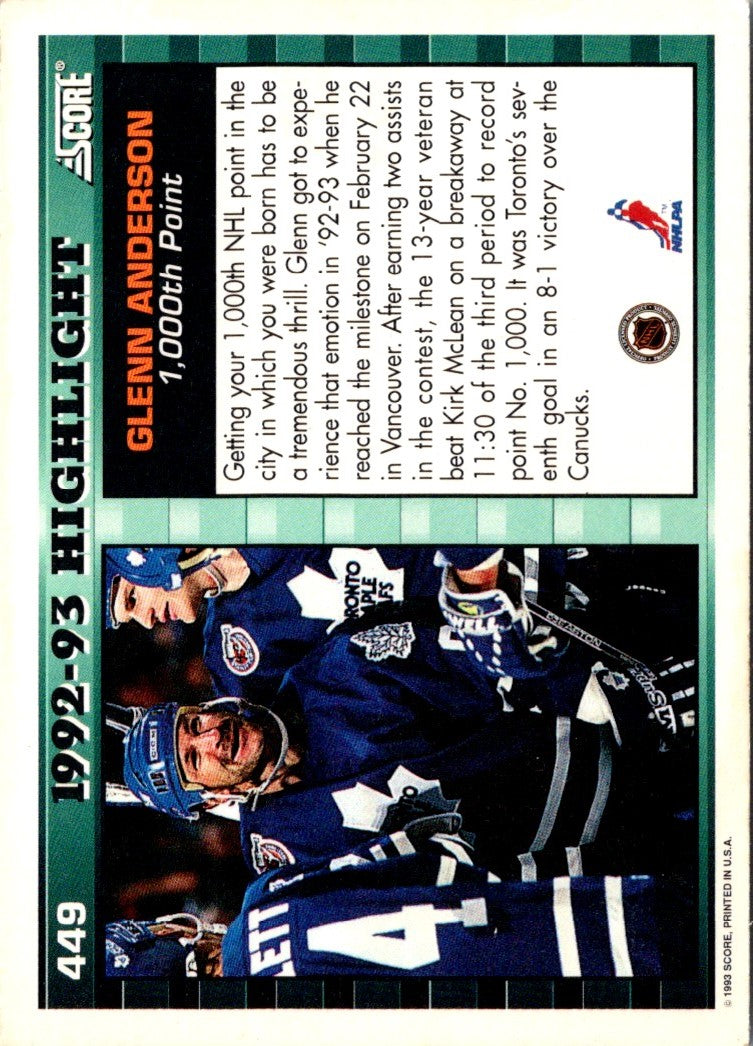 1993 Score Vencie Glenn