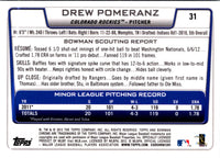 2012 Bowman Draft Picks & Prospects Chrome Drew Pomeranz #31