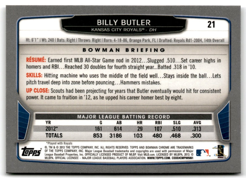 2013 Bowman Chrome Billy Butler