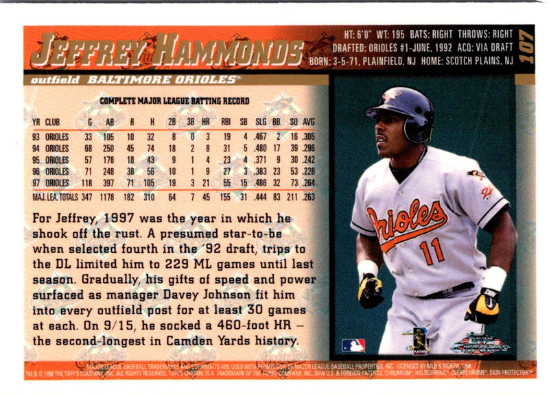 1998 Topps Jeffrey Hammonds