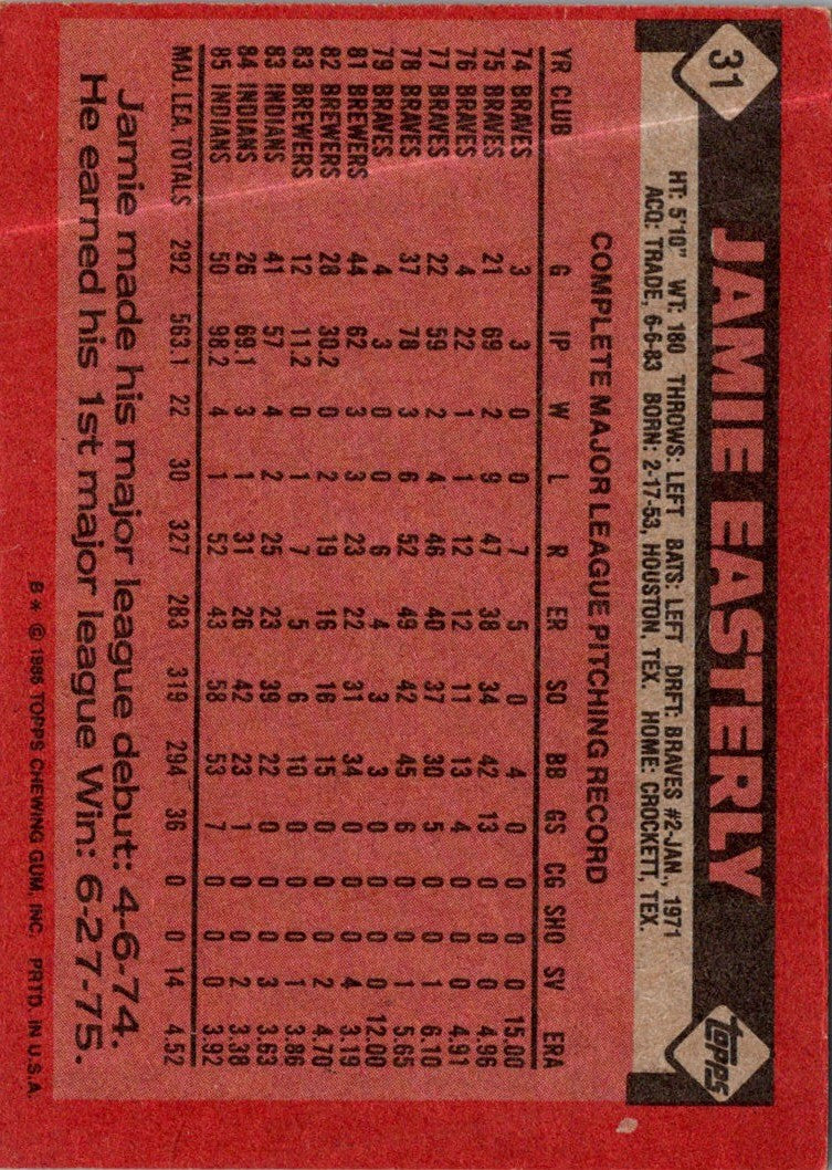 1986 Topps Jamie Easterly