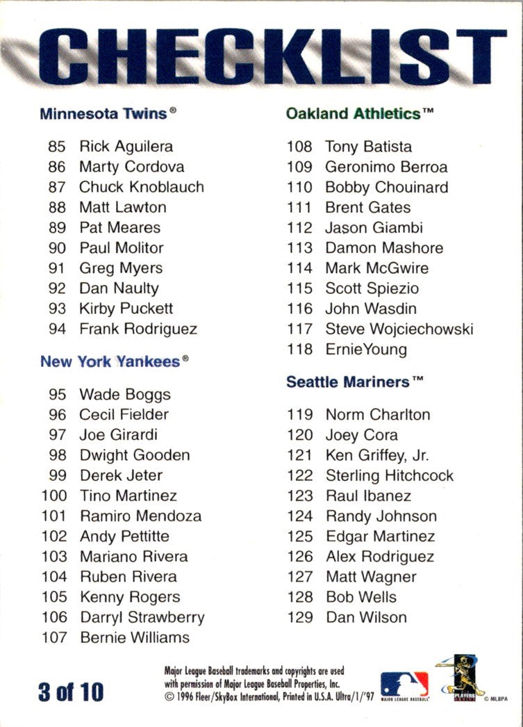 1997 Ultra Checklists Series 1 Ken Griffey Jr.