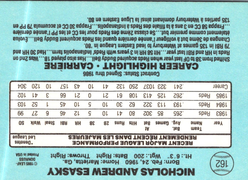 1986 Leaf Nick Esasky