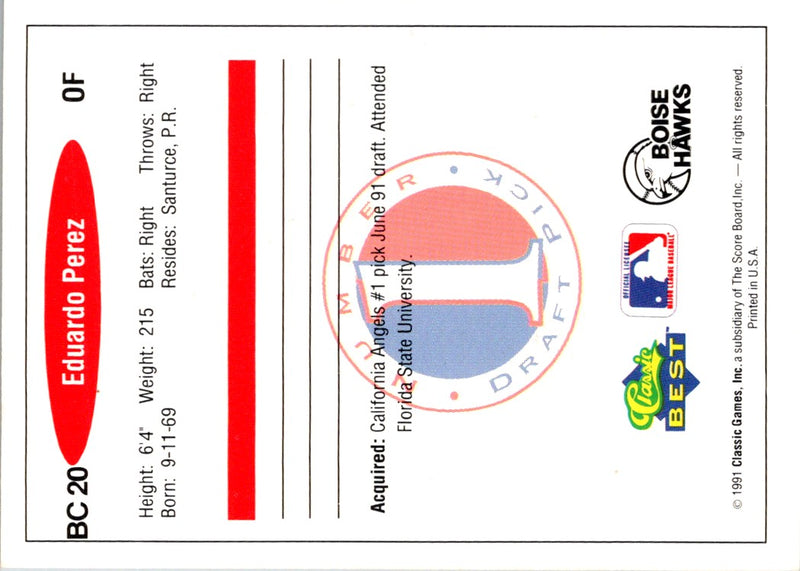 1991 Classic Best Gold Bonus Eduardo Perez