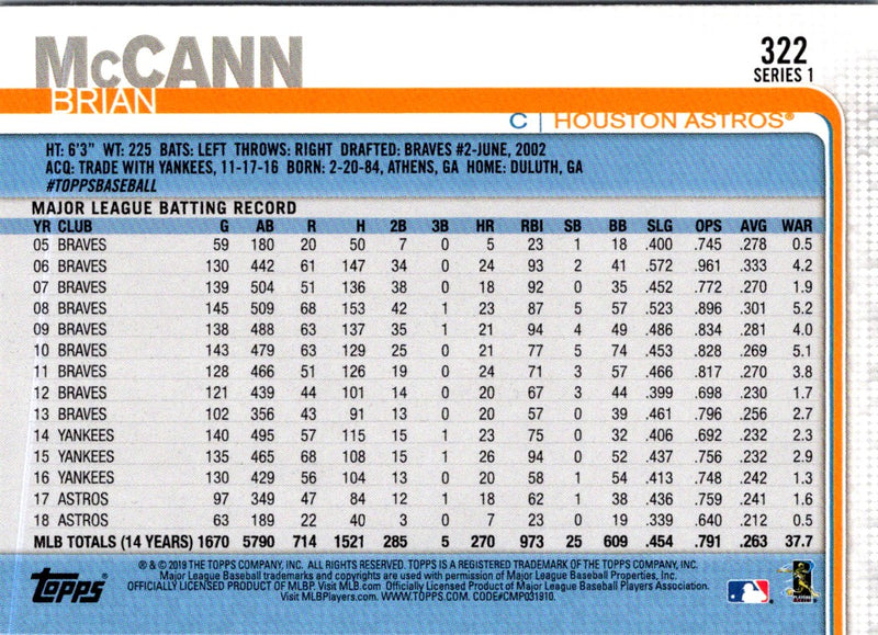 2019 Topps Brian McCann