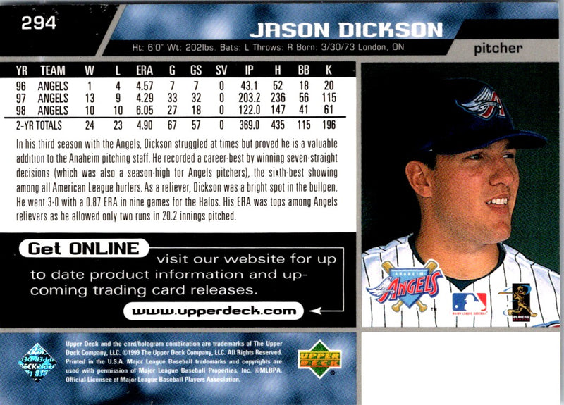 1999 Upper Deck Jason Dickson