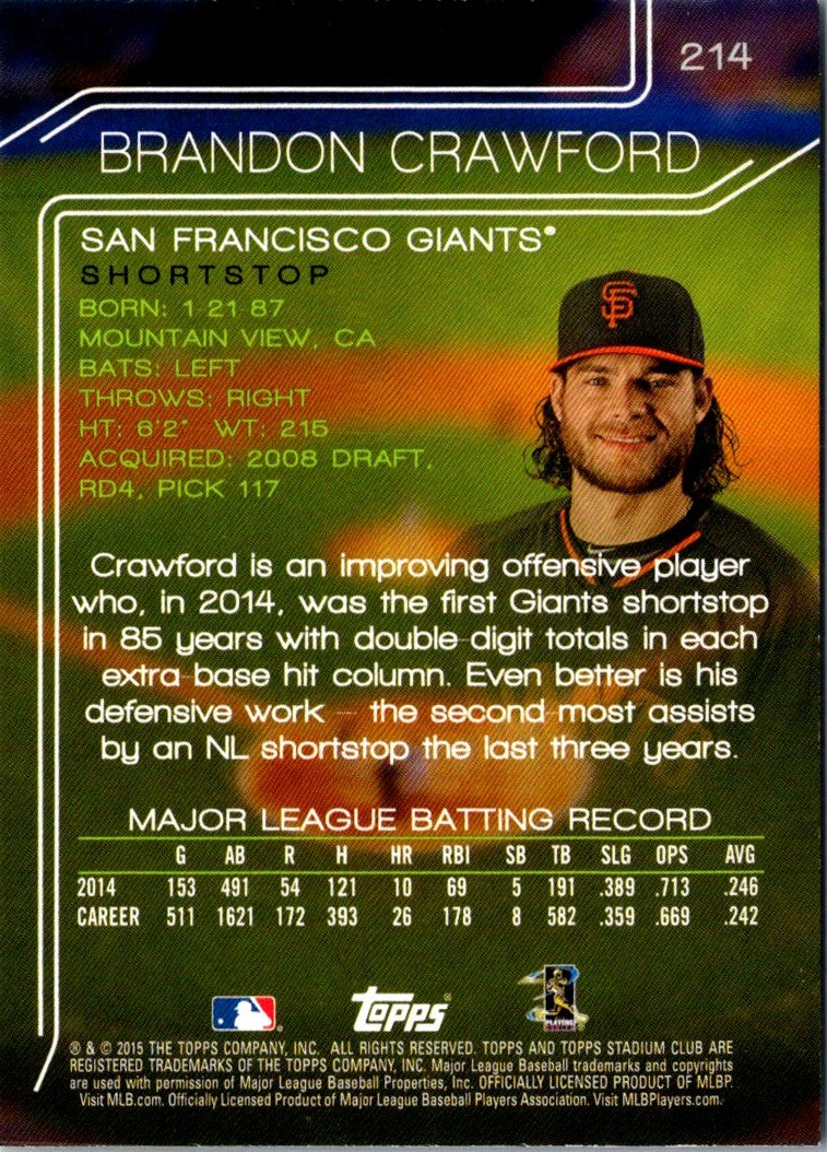 2015 Stadium Club Brandon Crawford