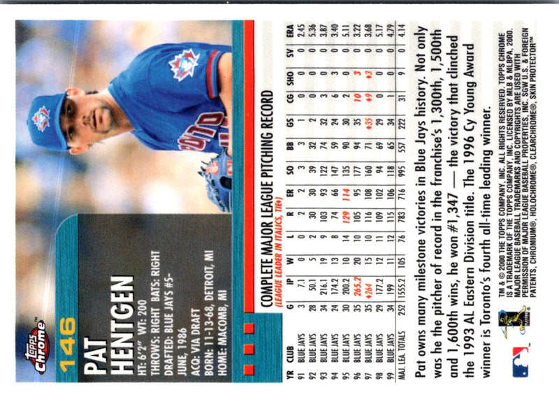 2000 Topps Chrome Pat Hentgen