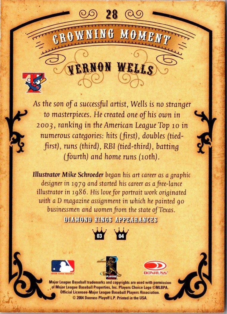 2004 Donruss Diamond Kings Vernon Wells