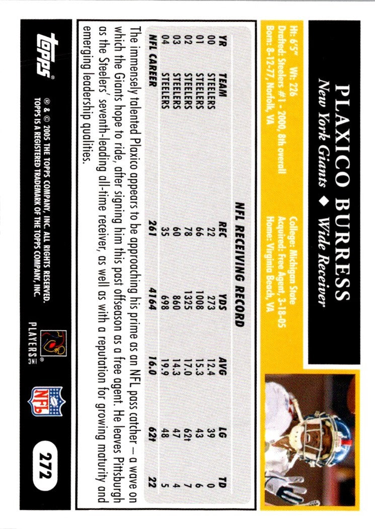 2005 Topps Plaxico Burress