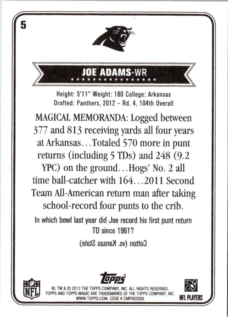2012 Topps Magic Joe Adams