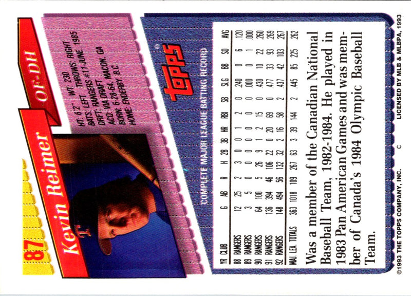 1993 Topps Kevin Reimer
