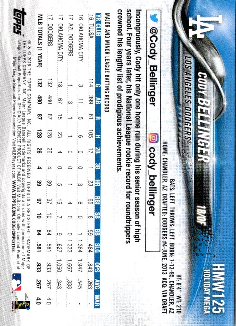 2018 Topps Holiday Cody Bellinger