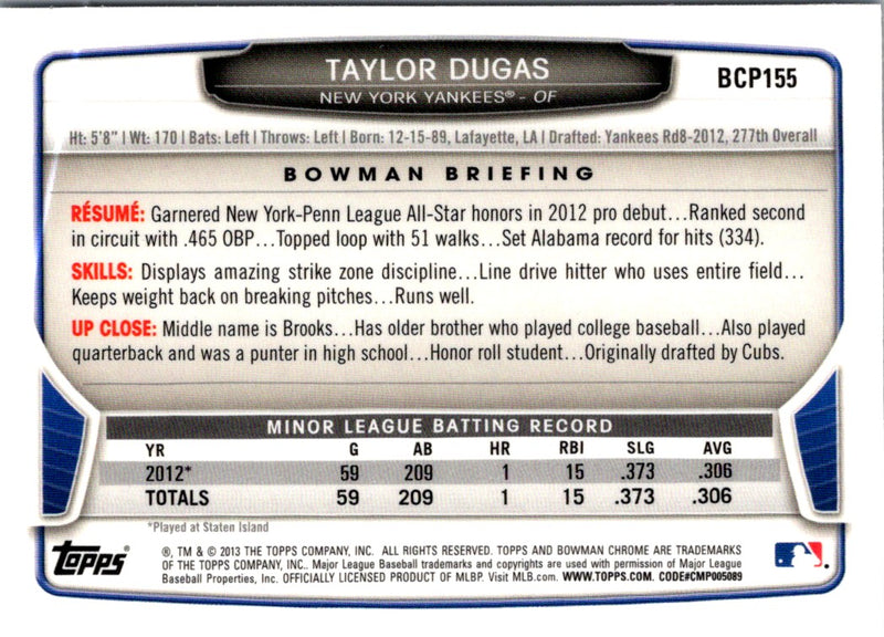 2013 Bowman Chrome Prospects Taylor Dugas