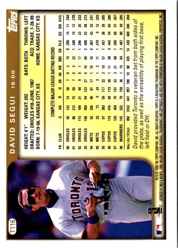 1999 Topps Traded Rookies David Segui