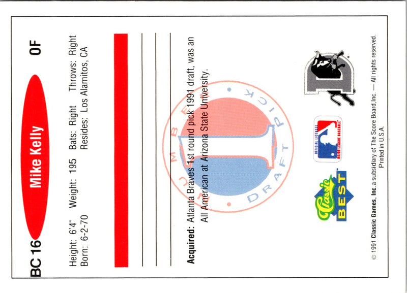 1991 Classic Best Gold Bonus Mike Kelly