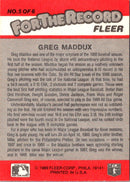 1989 Fleer For The Record Greg Maddux