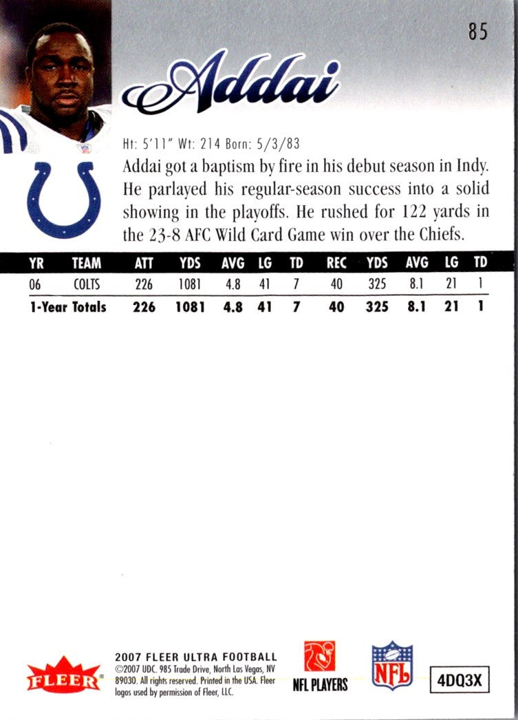 2007 Donruss Threads Joseph Addai