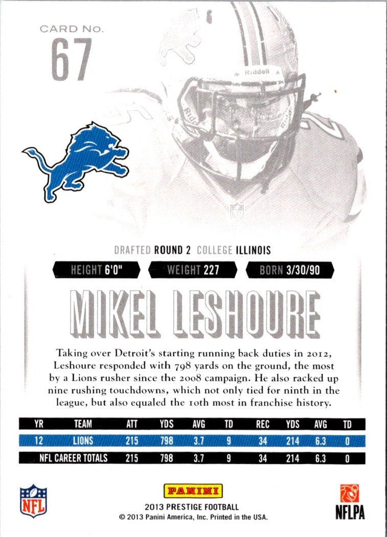 2013 Panini Prestige Mikel Leshoure