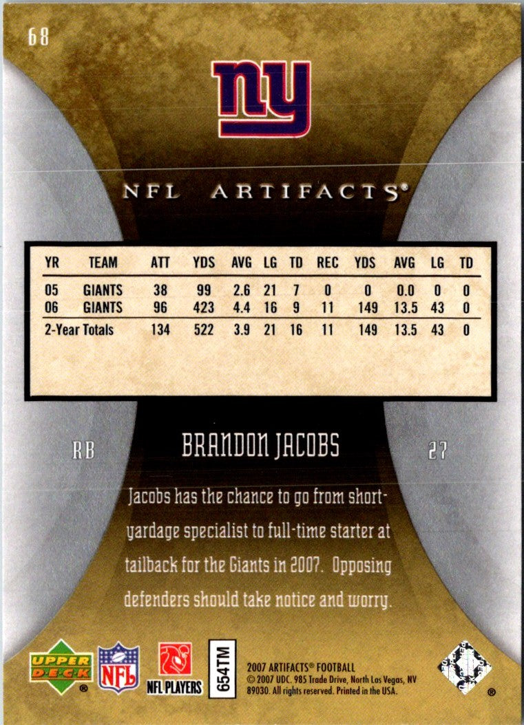 2007 Upper Deck Artifacts Brandon Jacobs