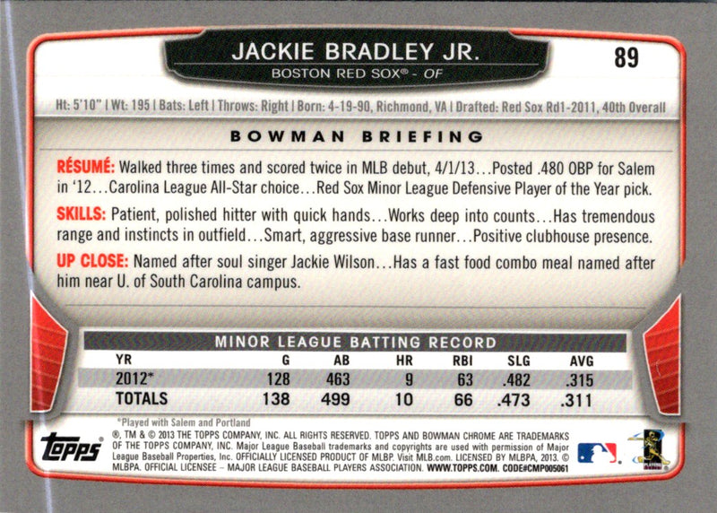 2013 Bowman Chrome Jackie Bradley Jr.