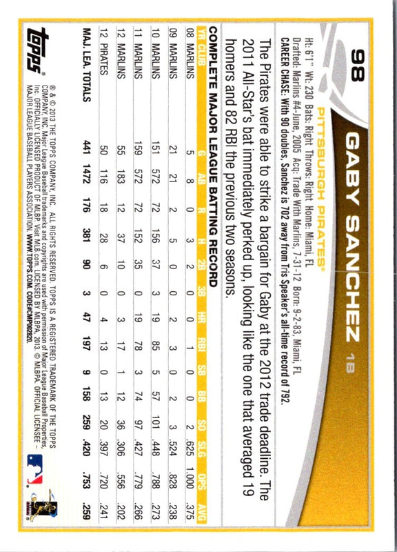 2013 Topps Gaby Sanchez #98