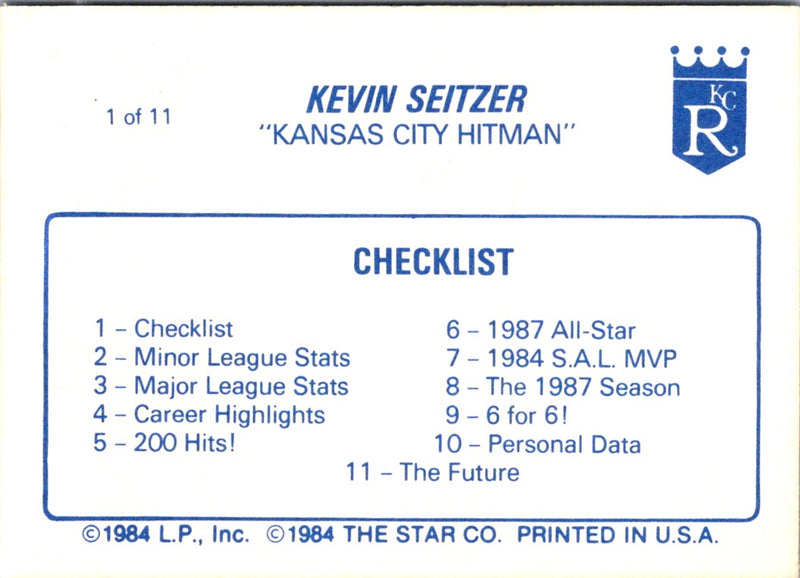 1988 Star Kevin Seitzer Kevin Seitzer