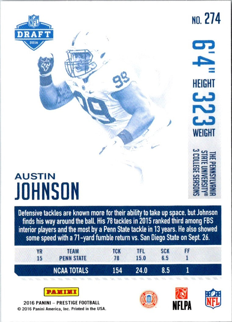 2016 Panini Prestige Austin Johnson