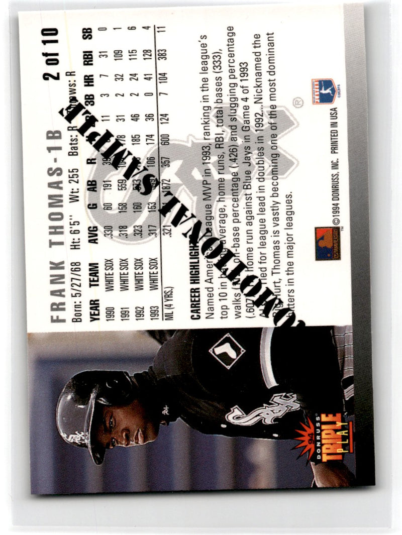 1994 Triple Play Promo Frank Thomas #