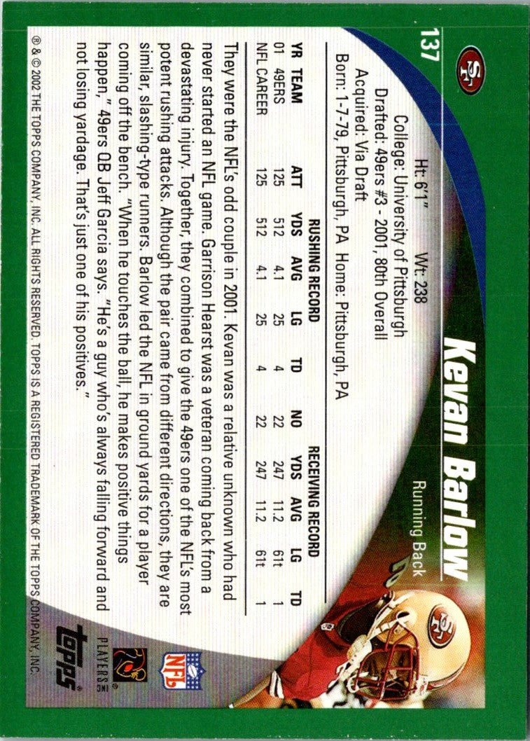 2002 Topps Kevan Barlow