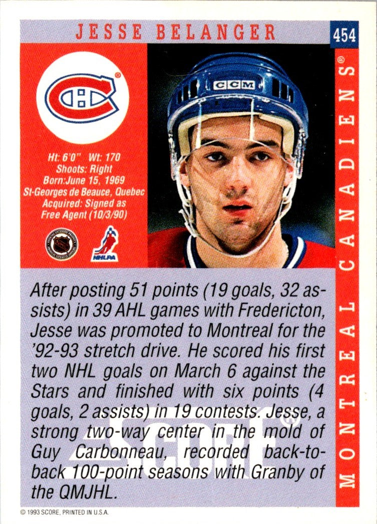 1993 Score Jesse Belanger