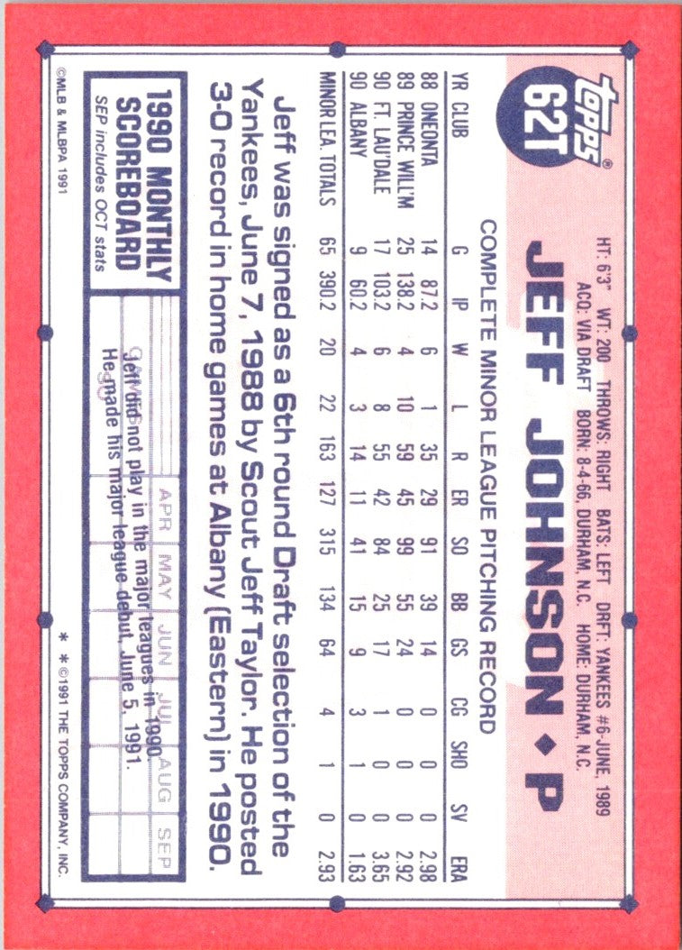 1991 Topps Traded Jeff Johnson