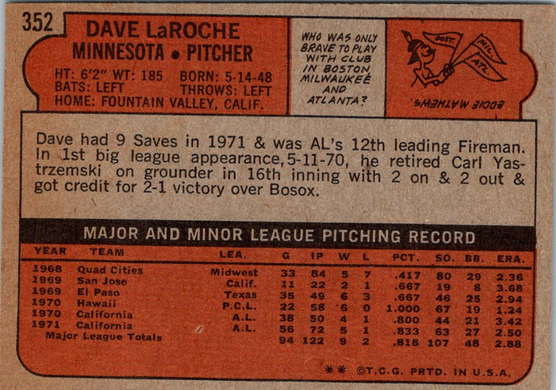 1972 Topps Dave LaRoche