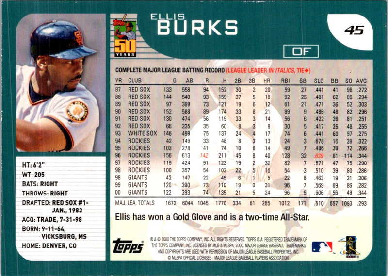 2001 Topps Ellis Burks